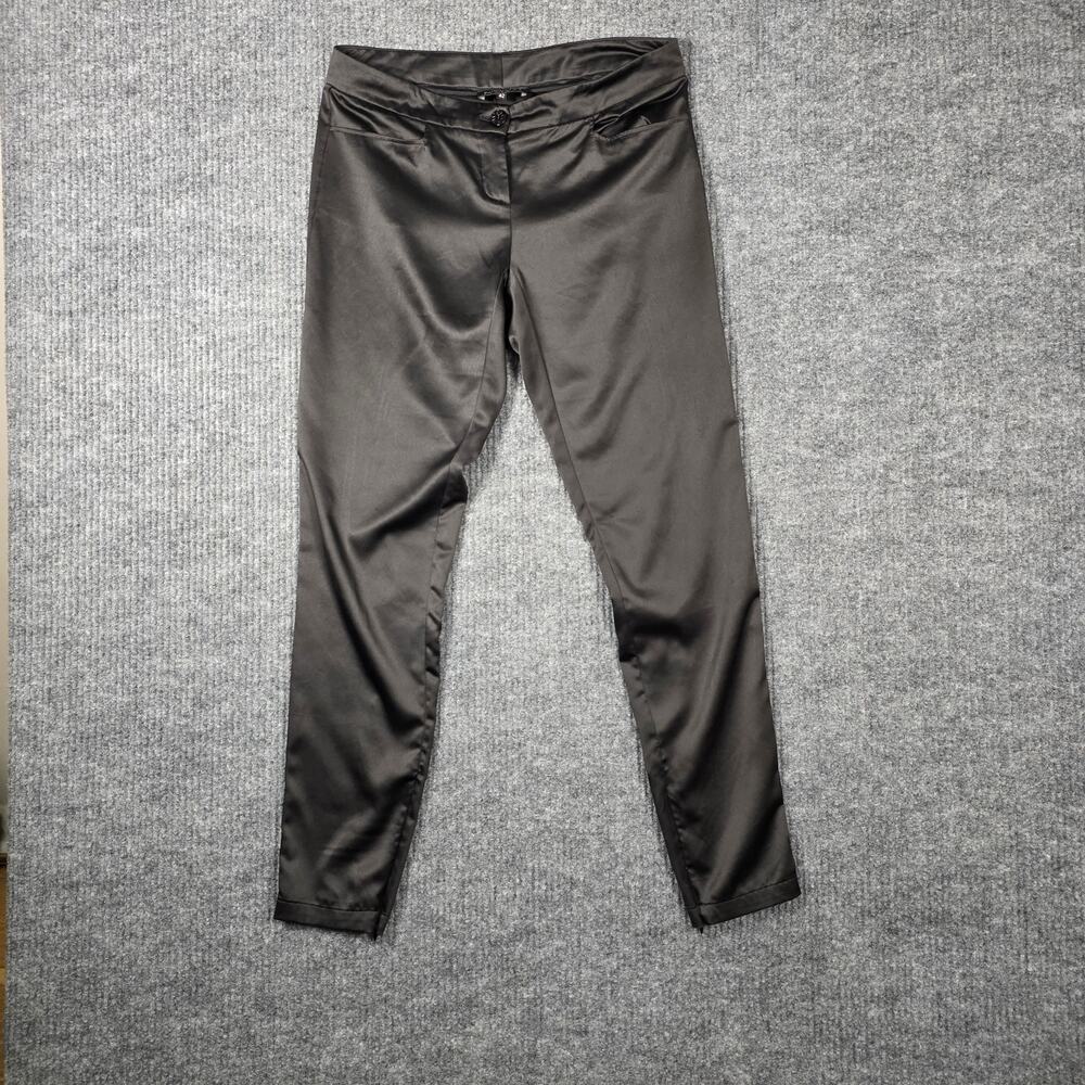 Patrizia Pepe‎ Satin Pants Black Slim Leg Italian Designer Size 42